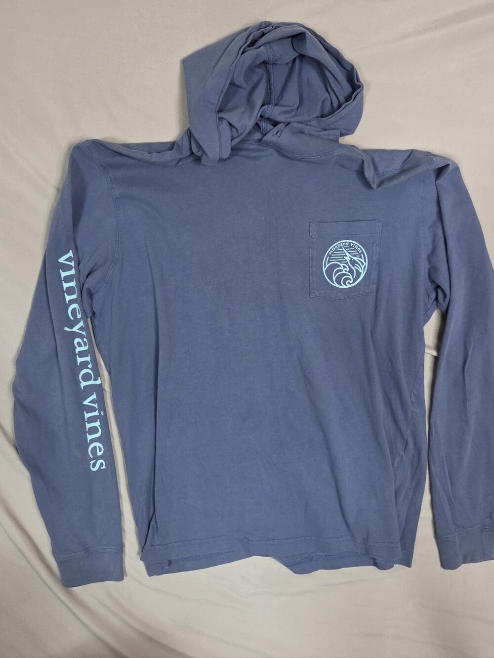 Vineyard Vines Blue Long Sleeve Pocket Hoodie Graphic Tee